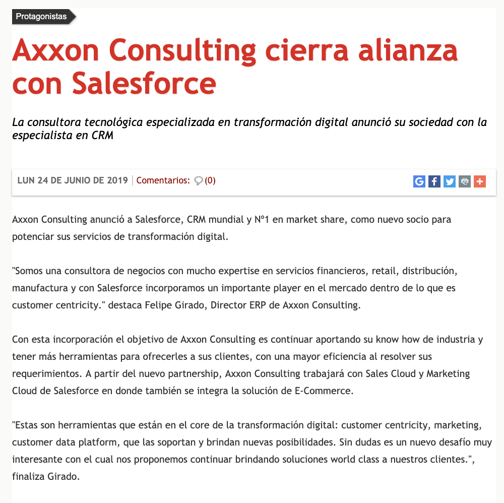 Axxon Consulting en Revista Mercado