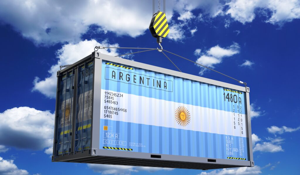 freight shipping container with national flag of argentina hangi